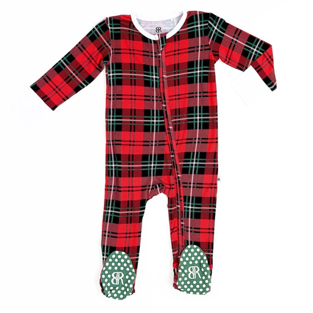EUC Bums & Roses Plaid footie- Newborn